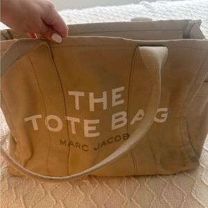 Marc Jacobs Beige Canvas 'The Tote Bag' with White Logo